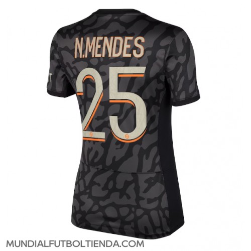 Camiseta Paris Saint-Germain Nuno Mendes #25 Tercera Equipación Replica 2023-24 para mujer mangas cortas